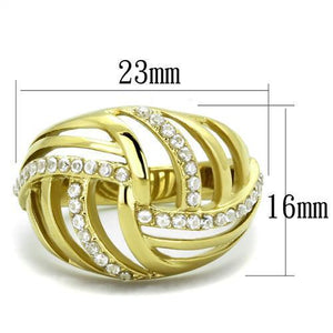 TK1627 - Stainless Steel Ring IP Gold(Ion Plating) Women AAA Grade CZ Clear