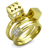 TK1630 - Stainless Steel Ring IP Gold(Ion Plating) Women AAA Grade CZ Clear