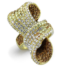 TK1635 - Stainless Steel Ring IP Gold(Ion Plating) Women Top Grade Crystal Multi Color