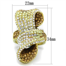 TK1635 - Stainless Steel Ring IP Gold(Ion Plating) Women Top Grade Crystal Multi Color