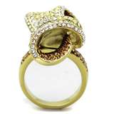 TK1635 - Stainless Steel Ring IP Gold(Ion Plating) Women Top Grade Crystal Multi Color