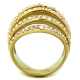TK1637 - Stainless Steel Ring IP Gold(Ion Plating) Women Top Grade Crystal Light Peach