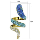 TK1641 - Stainless Steel Ring IP Gold(Ion Plating) Women Top Grade Crystal Multi Color