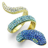 TK1641 - Stainless Steel Ring IP Gold(Ion Plating) Women Top Grade Crystal Multi Color