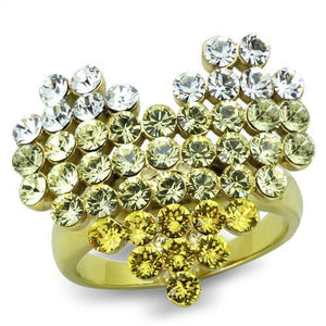 TK1642 - Stainless Steel Ring IP Gold(Ion Plating) Women Top Grade Crystal Multi Color