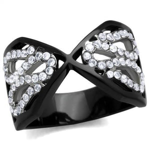TK1644 - Stainless Steel Ring Two-Tone IP Black Women AAA Grade CZ Clear