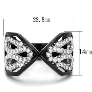 TK1644 - Stainless Steel Ring Two-Tone IP Black Women AAA Grade CZ Clear