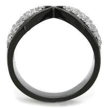 TK1644 - Stainless Steel Ring Two-Tone IP Black Women AAA Grade CZ Clear