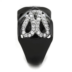 TK1644 - Stainless Steel Ring Two-Tone IP Black Women AAA Grade CZ Clear