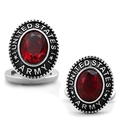 TK1649 - Stainless Steel Cufflink High polished (no plating) Men Synthetic Siam