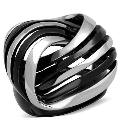 TK1660 - Two-Tone IP Black Stainless Steel Ring with No Stone