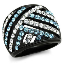 TK1663 - Stainless Steel Ring Two-Tone IP Black Women Top Grade Crystal Sea Blue
