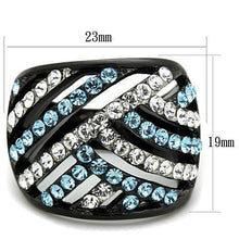 TK1663 - Stainless Steel Ring Two-Tone IP Black Women Top Grade Crystal Sea Blue