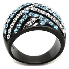 TK1663 - Stainless Steel Ring Two-Tone IP Black Women Top Grade Crystal Sea Blue