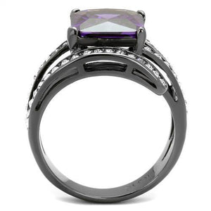 TK1665LJ - Stainless Steel Ring IP Light Black  (IP Gun) Women AAA Grade CZ Amethyst