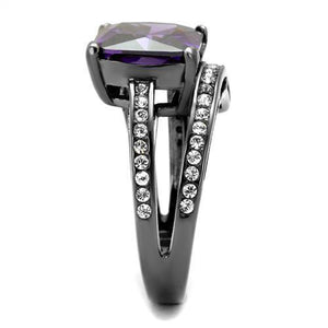 TK1665LJ - Stainless Steel Ring IP Light Black  (IP Gun) Women AAA Grade CZ Amethyst