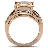TK1665 - Stainless Steel Ring IP Rose Gold(Ion Plating) Women AAA Grade CZ Champagne