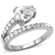 TK166 - Stainless Steel Ring High polished (no plating) Women AAA Grade CZ Clear