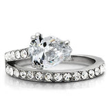 TK166 - Stainless Steel Ring High polished (no plating) Women AAA Grade CZ Clear