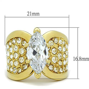 TK1672 - Stainless Steel Ring IP Gold(Ion Plating) Women AAA Grade CZ Clear