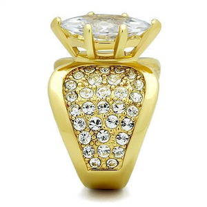 TK1672 - Stainless Steel Ring IP Gold(Ion Plating) Women AAA Grade CZ Clear