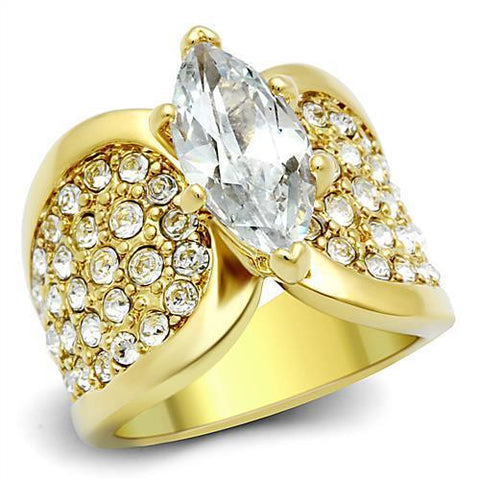 TK1672 - Stainless Steel Ring IP Gold(Ion Plating) Women AAA Grade CZ Clear