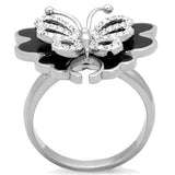 TK1676 - Stainless Steel Ring High polished (no plating) Women Top Grade Crystal Clear