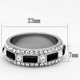 TK1677 - Stainless Steel Ring High polished (no plating) Women Top Grade Crystal Jet