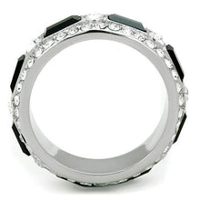 TK1677 - Stainless Steel Ring High polished (no plating) Women Top Grade Crystal Jet
