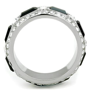 TK1677 - Stainless Steel Ring High polished (no plating) Women Top Grade Crystal Jet