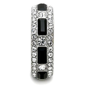 TK1677 - Stainless Steel Ring High polished (no plating) Women Top Grade Crystal Jet