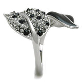 TK1678 - Stainless Steel Ring High polished (no plating) Women Top Grade Crystal Jet