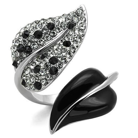TK1678 - Stainless Steel Ring High polished (no plating) Women Top Grade Crystal Jet