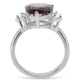 TK167 - Stainless Steel Ring High polished (no plating) Women Synthetic Amethyst