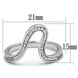 TK1680 - Stainless Steel Ring High polished (no plating) Women AAA Grade CZ Clear