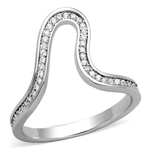 TK1680 - Stainless Steel Ring High polished (no plating) Women AAA Grade CZ Clear
