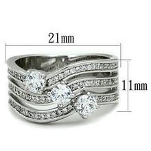 TK1683 - Stainless Steel Ring High polished (no plating) Women AAA Grade CZ Clear
