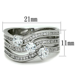 TK1683 - Stainless Steel Ring High polished (no plating) Women AAA Grade CZ Clear