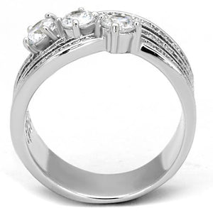 TK1683 - Stainless Steel Ring High polished (no plating) Women AAA Grade CZ Clear