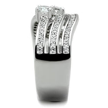 TK1683 - Stainless Steel Ring High polished (no plating) Women AAA Grade CZ Clear