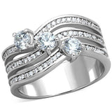 TK1683 - Stainless Steel Ring High polished (no plating) Women AAA Grade CZ Clear