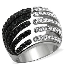TK1686 - Stainless Steel Ring Two-Tone IP Black Women Top Grade Crystal Jet