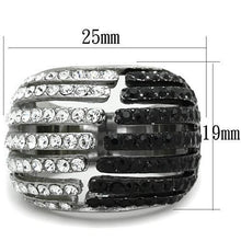 TK1686 - Stainless Steel Ring Two-Tone IP Black Women Top Grade Crystal Jet