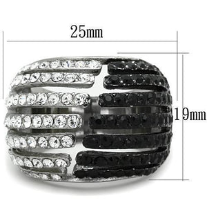 TK1686 - Stainless Steel Ring Two-Tone IP Black Women Top Grade Crystal Jet