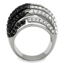 TK1686 - Stainless Steel Ring Two-Tone IP Black Women Top Grade Crystal Jet