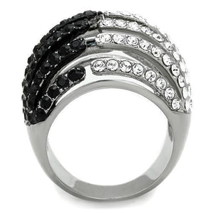 TK1686 - Stainless Steel Ring Two-Tone IP Black Women Top Grade Crystal Jet