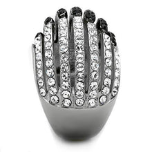 TK1686 - Stainless Steel Ring Two-Tone IP Black Women Top Grade Crystal Jet
