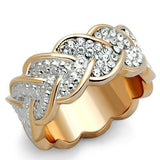 TK1691 - Stainless Steel Ring Two-Tone IP Rose Gold Women Top Grade Crystal Clear