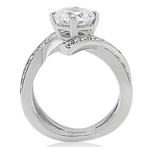 TK169 - Stainless Steel Ring High polished (no plating) Women AAA Grade CZ Clear