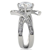 TK169 - Stainless Steel Ring High polished (no plating) Women AAA Grade CZ Clear